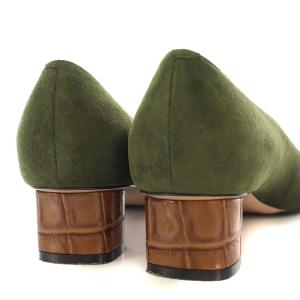 PELLICO NEBI スエード型押しパンプス 35.5 グリーン