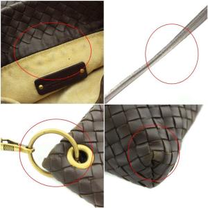 BOTTEGA VENETA イントレチャート ショルダーバッグ レザー ブラウン ゴールド 179330