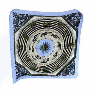 HERMES カレプリセ DIES ET HORE 占星術 スカーフ シルク100％ ベージュ ブルー ブラック