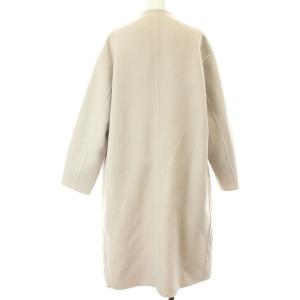 Spick&Span 18AW Wフェイススタンドノーカラーコート ロング ウール 38 アイボリー