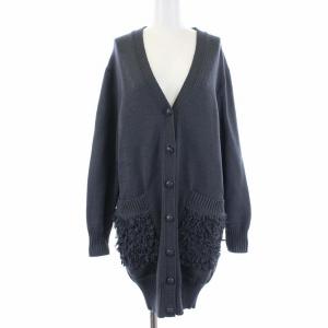 7GフリンジVネックロングカーディガン ニット グレー