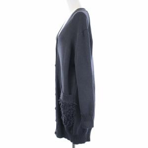 Drawer 7GフリンジVネックロングカーディガン ニット グレー