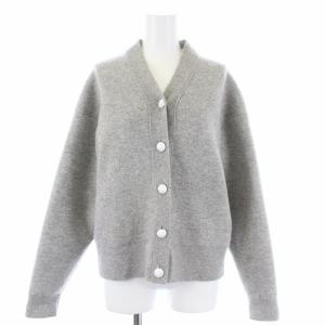 ダブルフェイス カーディガン ニット ウール グレー