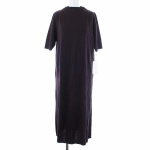 19AW レーヨンナイロンウールハーフスリーブワンピース ニット 半袖 ロング F ブラウン