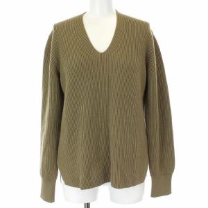 AURALEE SUPER FINE WOOL RIB KNIT V NECK ニット ブラウン