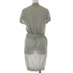 BRUNELLO CUCINELLI カーディガン ラップ巻き シルク混 スパンコール M グレー
