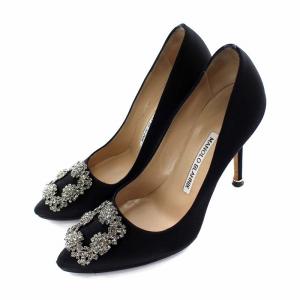 HANGISI105 サテン パンプス ポインテッドトゥ ビジュー