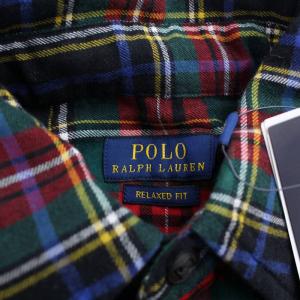 POLO RALPH LAUREN RELAXED FIT シャツ 長袖 クレイジーパターン エンブレムワッペン チェック レッド