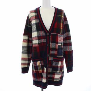 プラッド パッチワークカーディガン チェック ウール マルチカラー