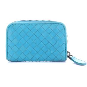 BOTTEGA VENETA イントレチャート ラウンドファスナーコインケース ブルー