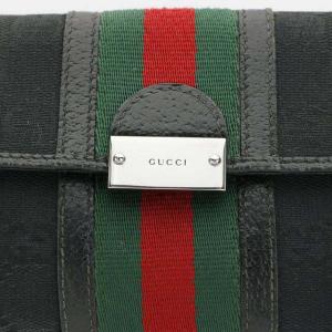 GUCCI GGキャンバスシェリーライン長財布 ブラック