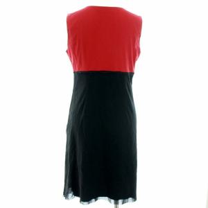 VIVIENNE TAM ワンピース ノースリーブ 花 刺繍 ひざ丈 1 レッド ブラック