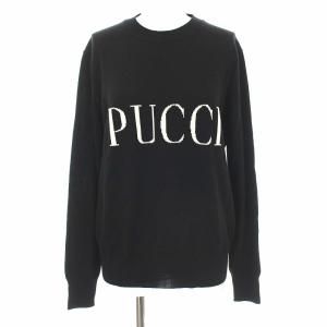 Emilio Pucci ニット セーター ウール ロゴ クルーネック M ブラック