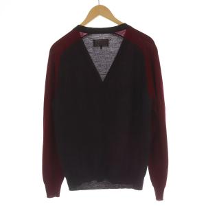 Martin Margiela 10 カーディガン ニット 長袖 パネル切替 バイカラー ウール S ボルドー