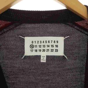 Martin Margiela 10 カーディガン ニット 長袖 パネル切替 バイカラー ウール S ボルドー