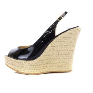 JIMMY CHOO ウェッジソールストラップサンダル 37.5 ブラック
