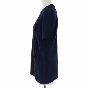 PRADA Tシャツ カットソー 半袖 切替 コットン レーヨン XS ネイビー ブラック