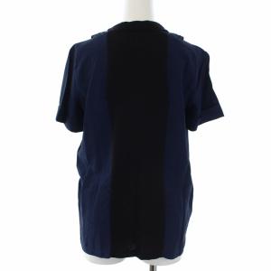 PRADA Tシャツ カットソー 半袖 切替 コットン レーヨン XS ネイビー ブラック