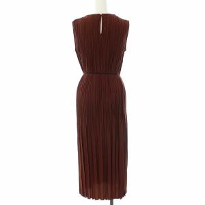 ANAYI 20SS プリーツドットノースリーブワンピース 38 ブラウン