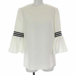 TWILL TOP カットソー 七分袖 袖フリル 36 S ホワイト