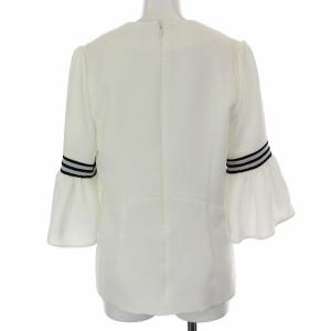 BORDERS at BALCONY TWILL TOP カットソー 七分袖 袖フリル 36 S ホワイト
