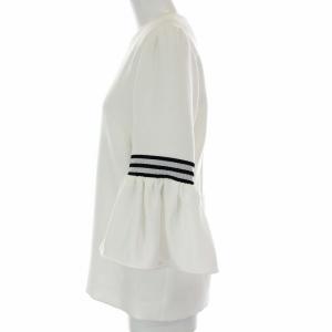 BORDERS at BALCONY TWILL TOP カットソー 七分袖 袖フリル 36 S ホワイト