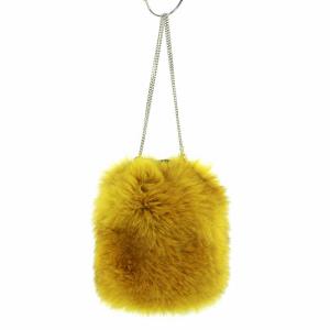 DRESSTERIOR フォックスファー チェーン ショルダーバッグ 巾着 2WAY イエロー