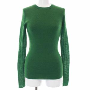 ニット セーター クルーネック 長袖 ハイゲージ ウール 38 グリーン