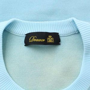 Drawer 16Gミラノ編み配色ショートスリーブニットセーター ライトブルー