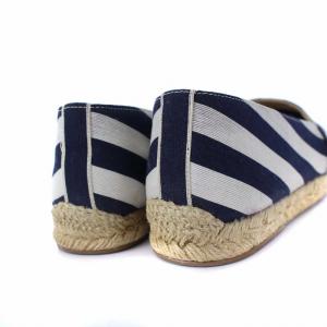 Christian Louboutin エスパドリーユ スリッポン フラットシューズ ボーダー ワッペン 36 ネイビー ホワイト