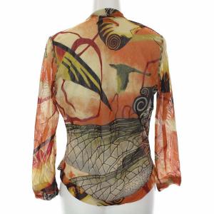Jean Paul GAULTIER パワーネット カーディガン シースルー 総柄 七分袖 40 M オレンジ