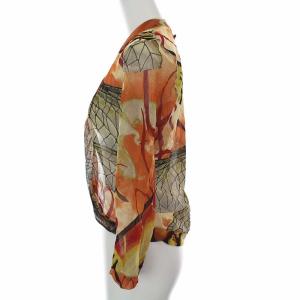 Jean Paul GAULTIER パワーネット カーディガン シースルー 総柄 七分袖 40 M オレンジ