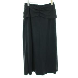 STRASBURGO 近年モデル シルクジャージードレープスカート ロング フレア  シルク 38 ネイビー