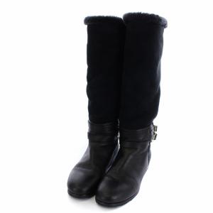 JIMMY CHOO ロングムートンブーツ レザー 24.5cm 黒