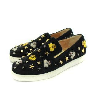 Christian Louboutin スリッポン スエード スタッズ 刺繍 42 黒