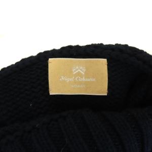 Nigel Cabourn EMBROIDERY KNIT ニット セーター タートルネック  長袖 ロゴ ネイビー ホワイト