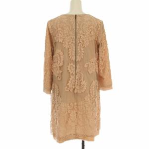 ADORE ひざ丈花柄ドレスワンピース 36 ピンクベージュ