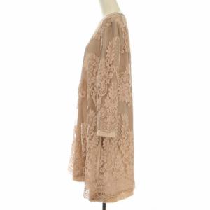 ADORE ひざ丈花柄ドレスワンピース 36 ピンクベージュ