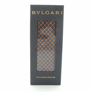 BVLGARI THE SEVEN FOLD TIE ネクタイ シルク 総柄 グレー オレンジ