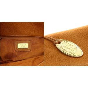 FURLA ショルダーバッグ ロゴプレート レザー オレンジ