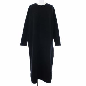 17AW FINE WOOL STRAGHT LONG DRESS ニットワンピース カシミヤ混 36 黒