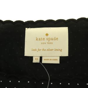kate spade new york ギャザーフレアワンピース ひざ丈 フレアスリーブ 半袖 ドット柄 XS ブラック ホワイト