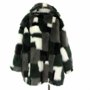 DIESEL 裏地レオパードフェイクファーコート XXS グリーン