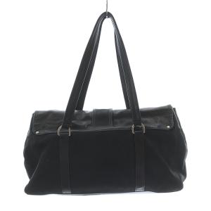 PRADA 三角プレートナイロン レザーハンドバッグ ブラック