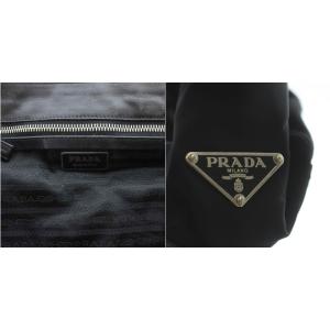 PRADA 三角プレートナイロン レザーハンドバッグ ブラック