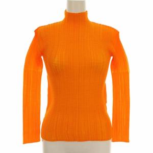 18SS プリーツ ハイネック カットソー M オレンジ