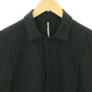RIPVANWINKLE Check Shirt スタンダードカラー 長袖 グレンチェック 比翼 5  カーキ ブラック