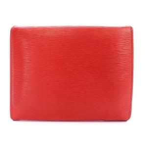 PRADA 三つ折り財布 ロゴ ゴールド金具 赤