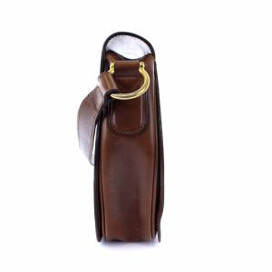 CELINE ヴィンテージ ショルダーバッグ ホースビット レザー 茶