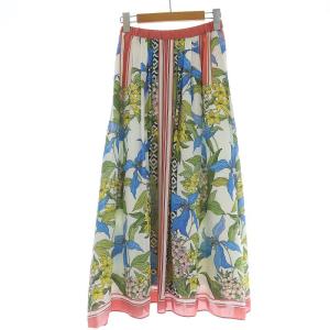 Diagram GRACE CONTINENTAL 19SS フラワープリントフレアスカート ロング丈 36 S ホワイト ピンク マルチカラー